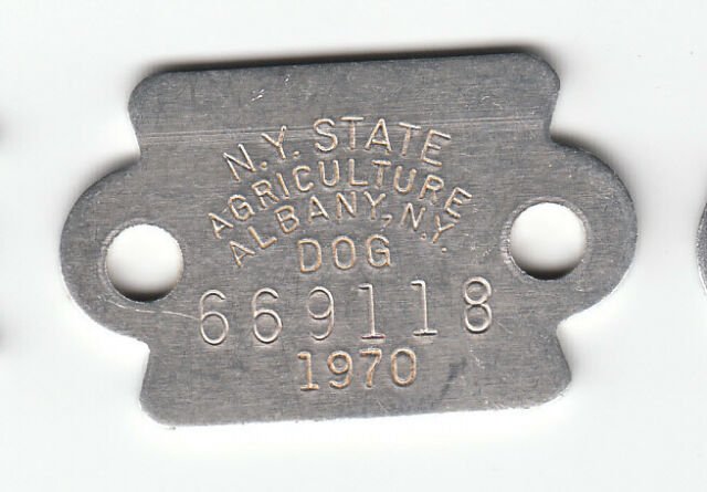 1970 ALBANY NEW YORK STATE AGRICULTURE DOG LICENSE TAG ...
